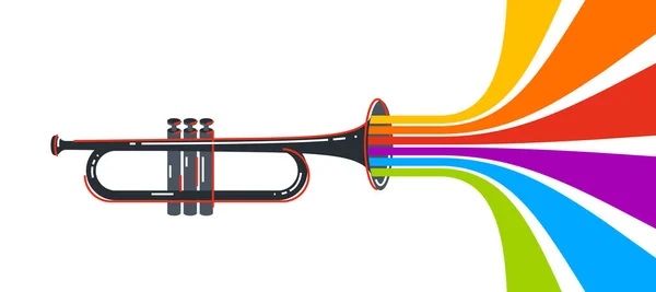 Emblem Der Jazzmusik Oder Logo Vektor Flache Stilabbildung Isoliert Trompeten — Stockvektor