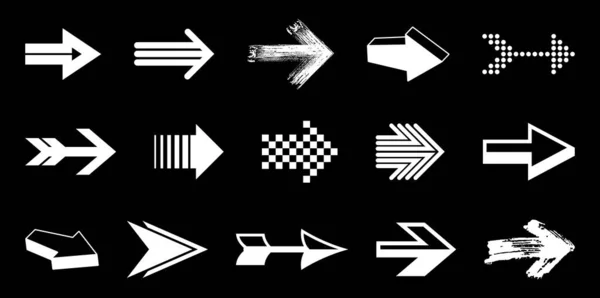 不同的箭头游标向量集 不同的形状风格和概念箭头 图标或标志的单色图形设计元素 — 图库矢量图片