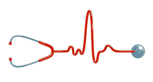 Stethoscoop Met Hart Vector Eenvoudig Pictogram Geïsoleerd Witte Achtergrond Cardiologie — Stockvector