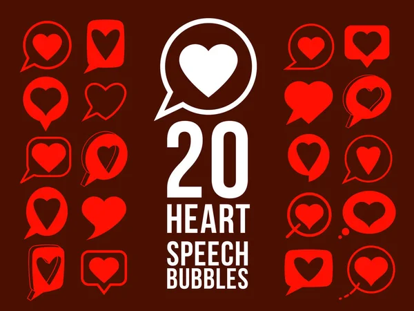 Hearts Speech Bubbles Vector Loga Nebo Ikony Set Love Message — Stockový vektor