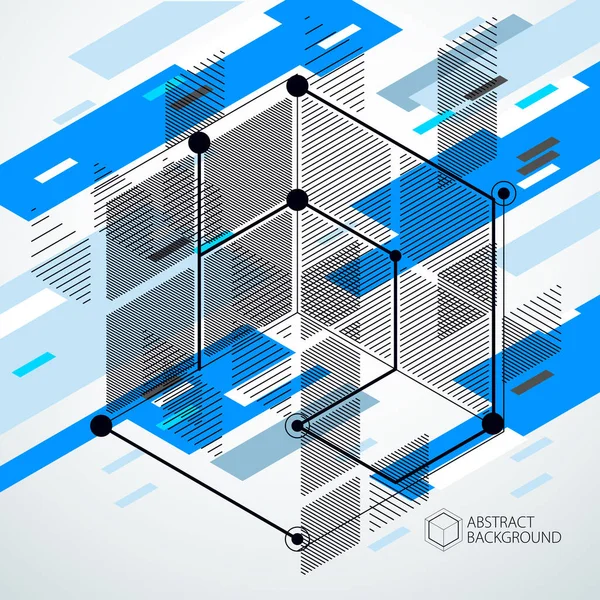 Vetor Padrão Cubo Geométrico Abstrato Fundo Azul Layout Cubos Hexágonos — Vetor de Stock