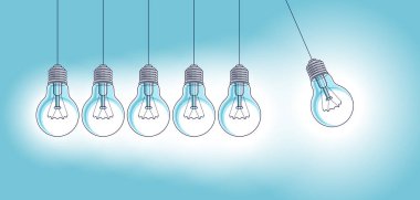 Ampul Newton beşik sarkacı fikri, vektör illüstrasyonu.