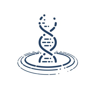 DNA iplik vektörü basit doğrusal ikon, bilim biyolojisi ve biyoteknoloji çizgisi sanat sembolü, genetik araştırma ve çözümler.