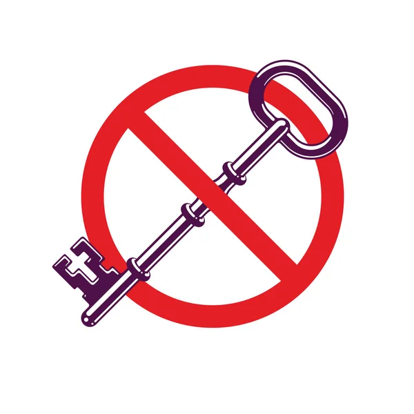 Access Denied Turnkey Key Allegorical Symbol Vintage Antique Turnkey Crossed — Stock Vector