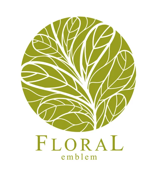 Elegante Monograma Floral Vectorial Aislado Diseño Gráfico Deja Logotipo Emblema — Archivo Imágenes Vectoriales