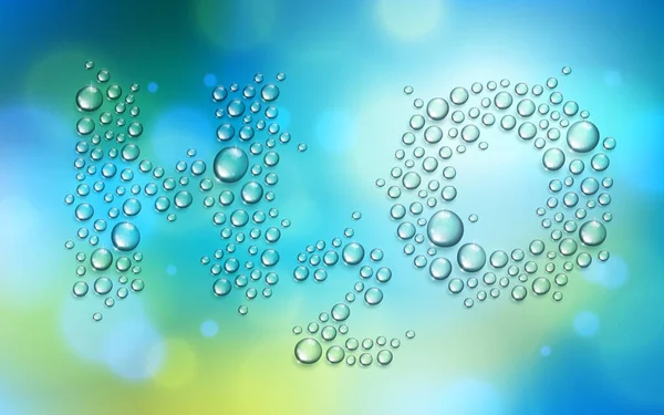 Літери H2O Розроблені Реалістичними Краплями Води Розмитим Фоном Межами Векторні — стоковий вектор