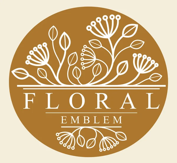 Estilo Clásico Lujo Elegante Emblema Floral Vector Sobre Fondo Oscuro — Archivo Imágenes Vectoriales