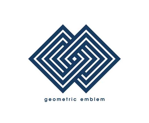 Geometrische Vector Lijn Kunst Logo Geïsoleerd Witte Abstracte Lineaire Hedendaagse — Stockvector