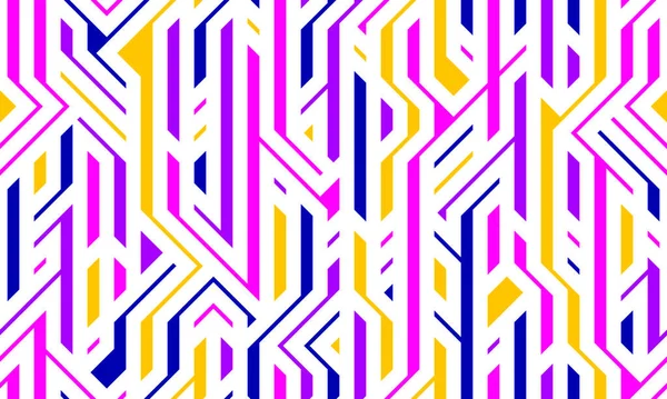 技術スタイルシームレスな線形パターンベクトル 回路基板ライン無限の背景壁紙画像 カラフルな幾何学的なデザインのテクノマイクロ画像 — ストックベクタ