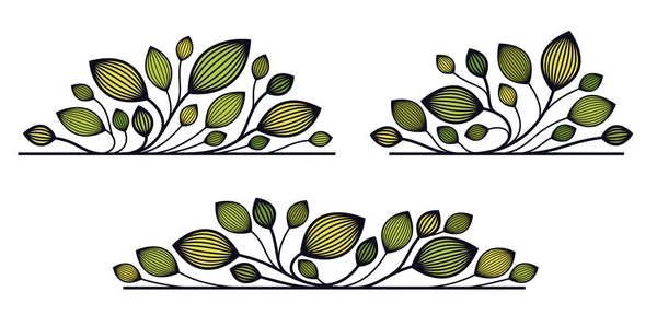 Diseño Floral Vectorial Con Hojas Ramas Aisladas Sobre Blanco Banner — Archivo Imágenes Vectoriales