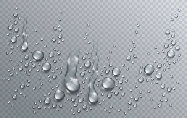 Gotas Lluvia Agua Condensación Ducha Realista Composición Vectorial Transparente Sobre — Archivo Imágenes Vectoriales