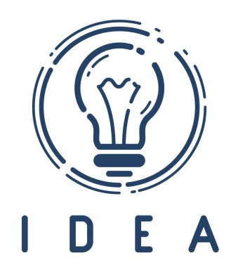 Ampul fikri vektörü basit doğrusal simge, bilim ve iş çizgisi sanat sembolü, yaratıcı çözümler.