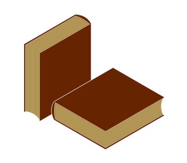 Beyaz üzerine izole edilmiş 3d izometrik vektör illüstrasyonu kitapları, bir simge veya logo olarak kullanılabilir.