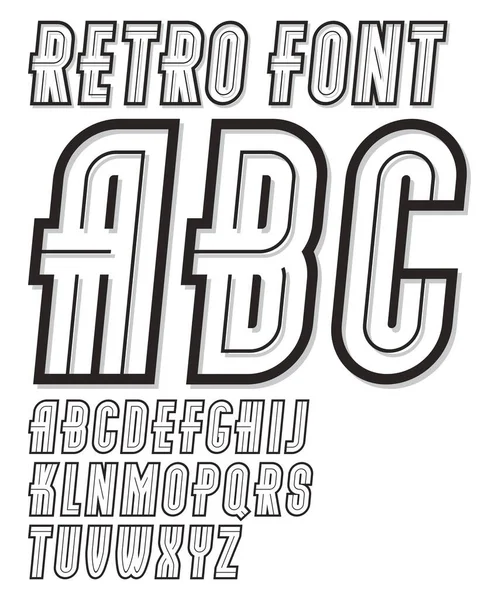 ベクトル狭いレトロ古いアルファベット英語のアルファベット大文字 レトロなポスター デザイン要素として使用するためのセット — ストックベクタ