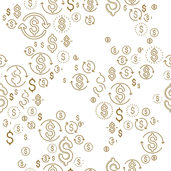 Sada Ikon Finanční Bezešvé Pozadí Znaky Dolaru Měny Peníze Pozadí — Stockový vektor