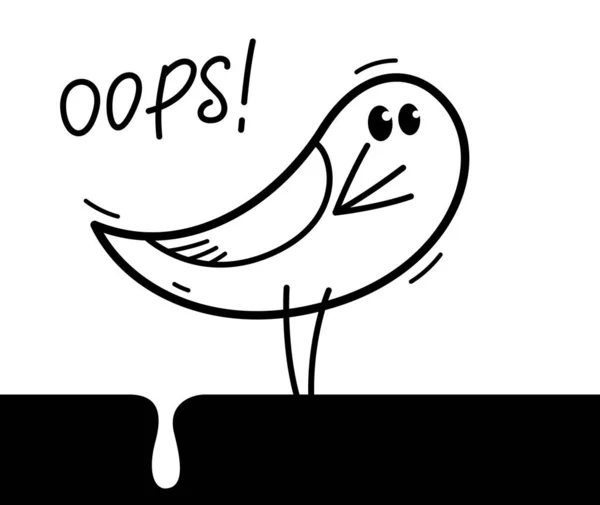 Kleine Niedliche Vogel Poo Humorvolle Cartoon Flache Vektor Illustration Isoliert — Stockvektor