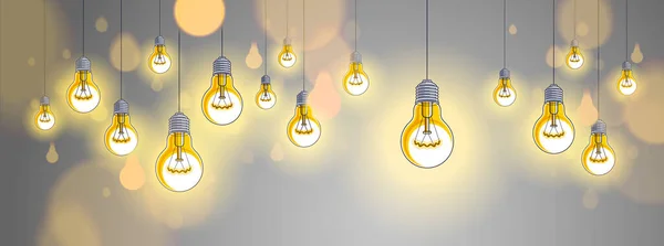 Light Bulbs Shining Beautiful Vector Realistic Illustration Ideas Concept Creative — Stock Vector
