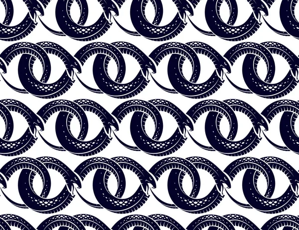 Repita Patrón Vectores Sin Costuras Serpientes Azulejos Fondo Sin Fin — Archivo Imágenes Vectoriales