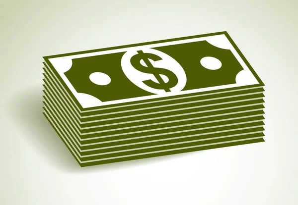 Bargeld Geld Dollar Banknotenstapel Vektor Vereinfachende Illustration Symbol Oder Logo — Stockvektor