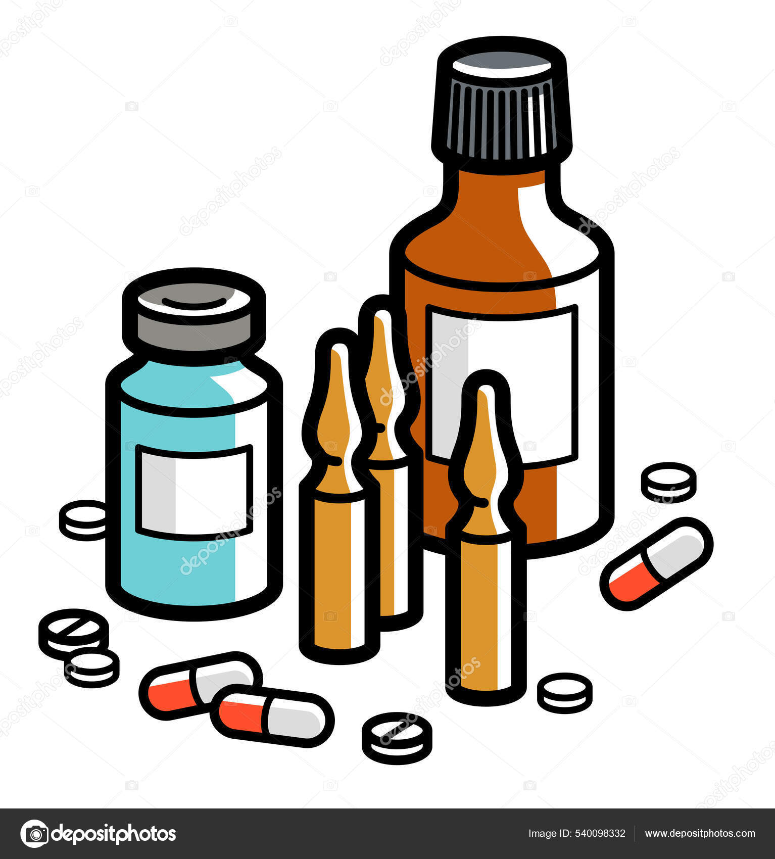 Vetores de Medicamentos De Desenhos Animados Comprimidos De