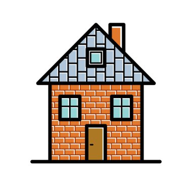 Beyaz üzerine izole edilmiş küçük ev vektör düz simgesi.