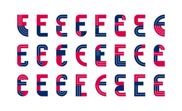 字母E标识元素集 矢量复古初始 几何单字设计符号E — 图库矢量图片