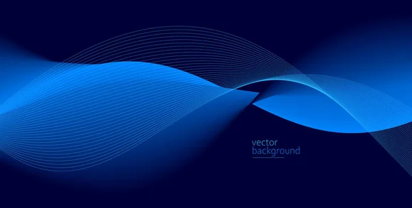 Curve Shape Flow Vector Abstracte Achtergrond Donkerblauw Gradiënt Dynamisch Snelheid — Stockvector