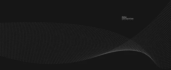 Pois Gris Mouvement Vecteur Abstrait Fond Sur Noir Matrice Particules — Image vectorielle