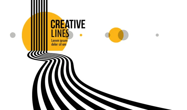 Black White Lines Perspective Yellow Elements Abstract Vector Background Linear —  Vetores de Stock