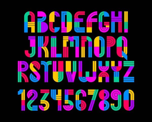 Kinderen Kleurrijke Geometrische Lettertype Vector Alfabet Kid Play Spel Typeset — Stockvector