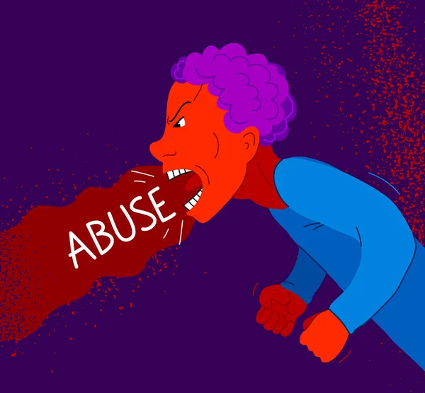 Ilustrație Vectorială Agresivă Abuzatorului Psihologic Țipă Strigă Certuri Pumnii Încleștați — Vector de stoc