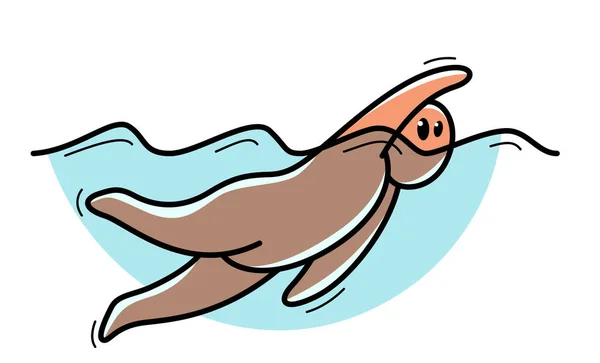 Divertido Hombre Dibujos Animados Nadando Vector Agua Ilustración Estilo Plano — Vector de stock
