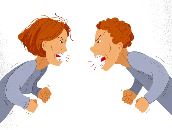 Abusive Relations Vector Concept Man Woman Arguing Aggressively Hate Quarrel — Stock Vector