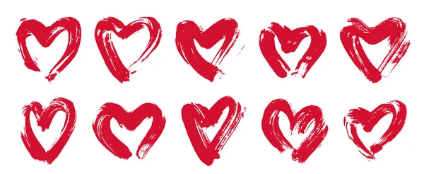 Handgezeichnete Herzen Vektor Logos Oder Symbole Gesetzt Skizze Doodle Grafische — Stockvektor