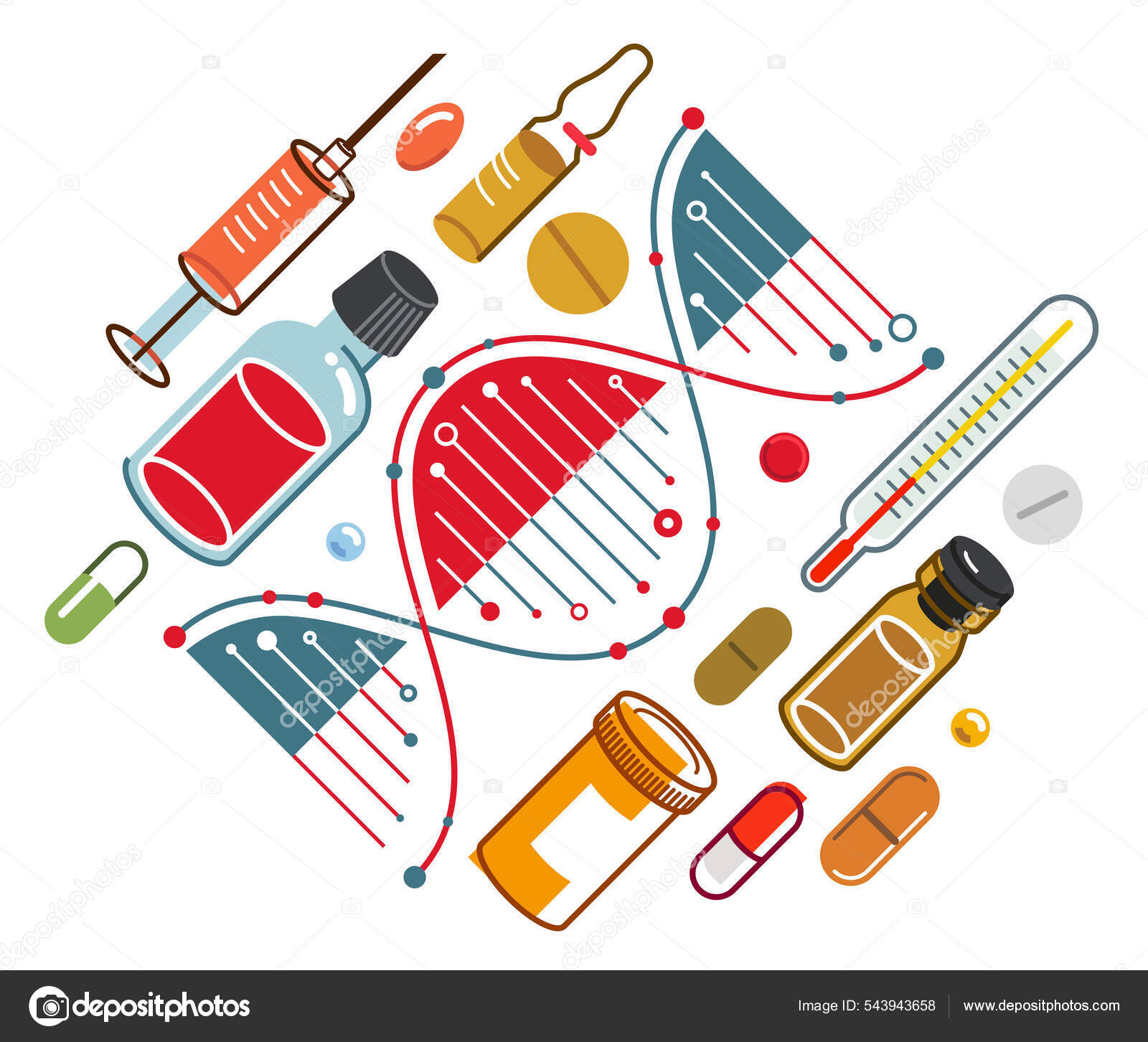 Medicina Farmácia Tema Garrafas Médicas Vetor Ilustração Isolado