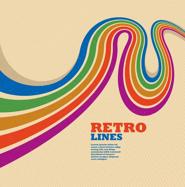 Retro Lines Vector Abstract Background Dimensional Perspective Vintage Graphic Design — Stock Vector