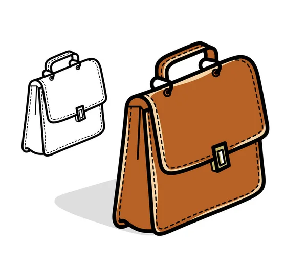 Ilustración Vector Bolsa Cuero Icono Aislado Blanco Maletín Hombre Negocios — Vector de stock