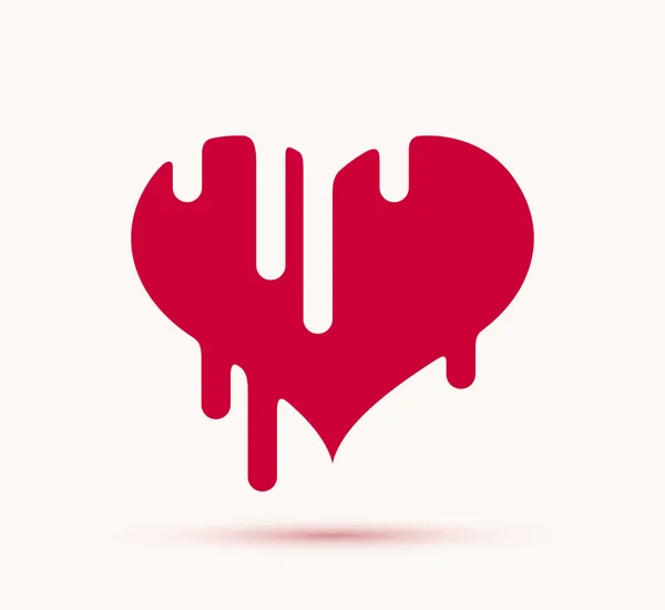 Derretimiento Corazón Corazón Con Pintura Sangre Líquido Vector Logotipo Icono — Archivo Imágenes Vectoriales