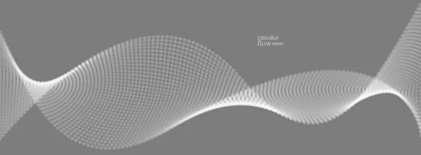 Abstrakter Vektor Rauch Hintergrund Welle Von Fließenden Kreisen Partikel Grau — Stockvektor