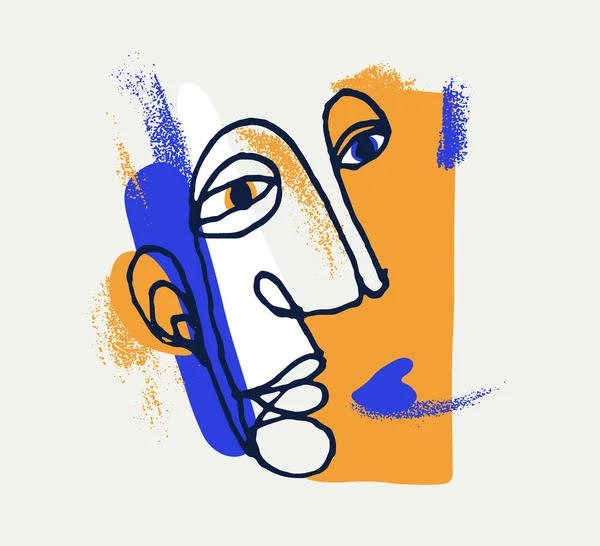 アブストラクト男性の顔ベクトルアート 現代のトレンディーな肖像画アート 手描きのシュールな美しさ 最小限の芸術デザイン 描かれたスール人間の頭 — ストックベクタ