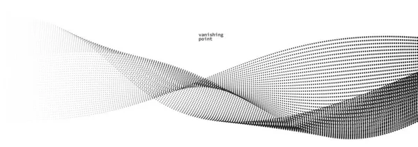 流れる消滅粒子の波ベクトル抽象的な背景 動きリラックスイラストの曲線ドット イメージのような煙 — ストックベクタ