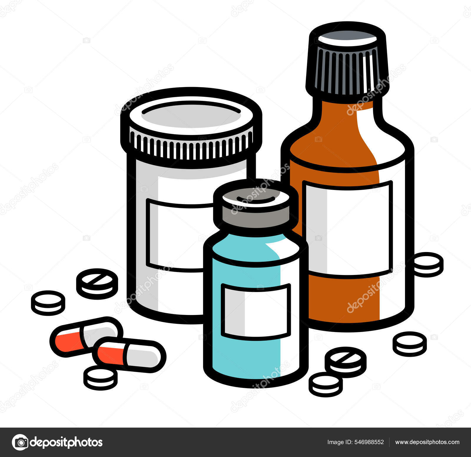 Conjunto de medicamentos de desenho animado