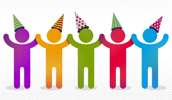 Celebrando Conceito Vetor Pessoas Ilustração Simples Ícone Aniversário Celebração Diversão — Vetor de Stock