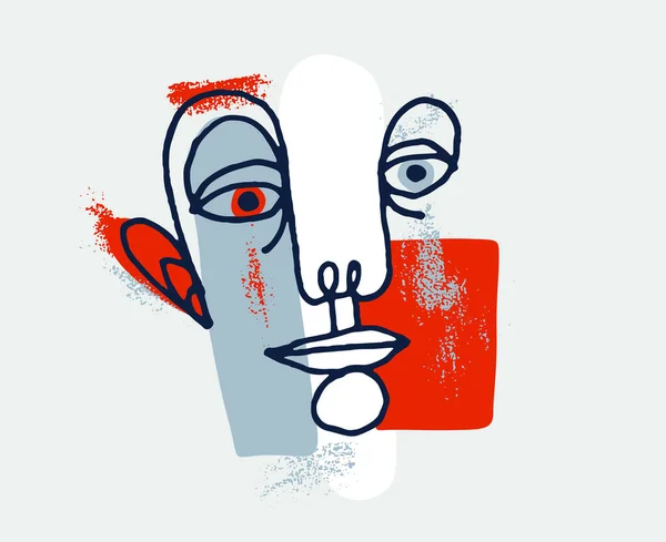 Obra Arte Abstracta Del Vector Facial Del Hombre Arte Moderno — Vector de stock