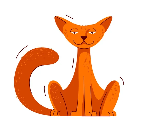 Симпатичний Кіт Сидить Дивиться Векторні Ілюстрації Домашній Мультфільм Домашніх Тварин — стоковий вектор