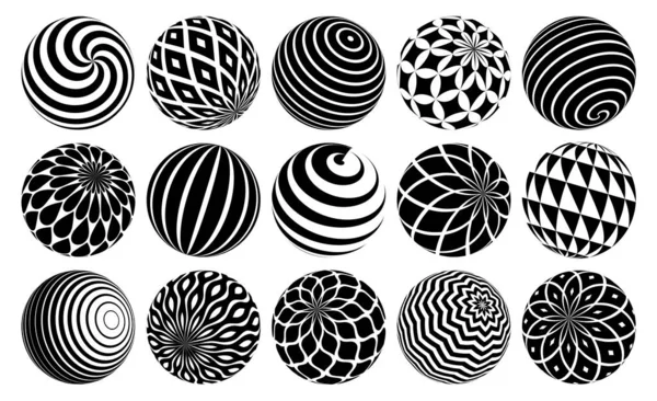 Ensemble Sphères Vectorielles Abstraites Collection Boules Décorées Motifs Globes Variété — Image vectorielle