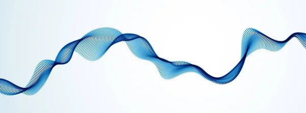 流れる粒子の波線抽象ベクトル背景 滑らかな曲線状のドット流体配列 3D形状のドットは メッシュをブレンド 将来の技術リラックス壁紙 — ストックベクタ
