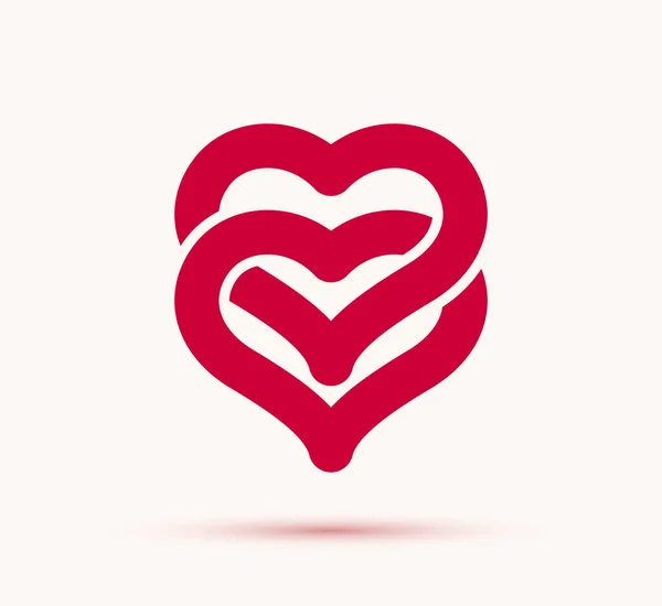 Double Two Hearts Vector Icon Logo Wedding Couple Concept Romantic — Stock Vector