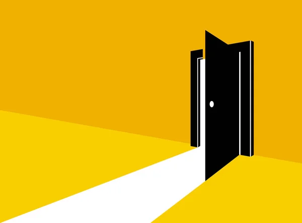 Half Open Secret Door New Opportunities Concept Vector Illustration Fear — Stock Vector