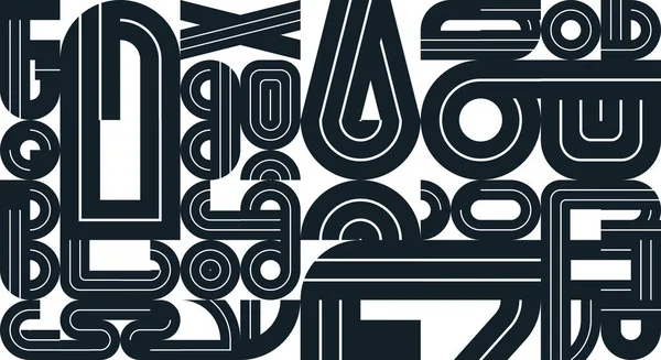 Seamless Pattern Geometric Elements Vector Trendy Design Black White Typography — Stock Vector